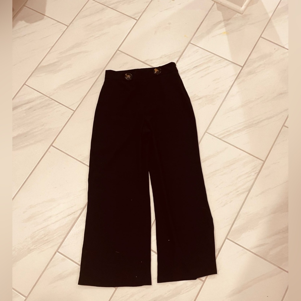 Zara high waisted wide legs black pantss with buttons